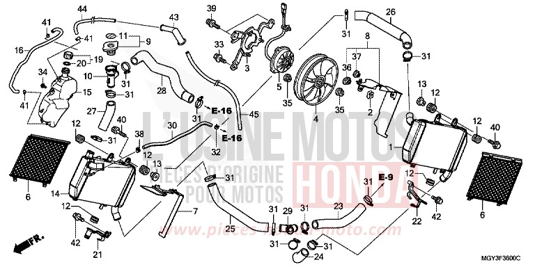 RADIATEUR de VFR800X "Crossrunner" PEARL FADELESS WHITE (NH341) 2013